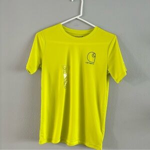 Carhartt Youth Sun Defender T-Shirt Fluorescent Yellow Size M (10-12) UPF 50